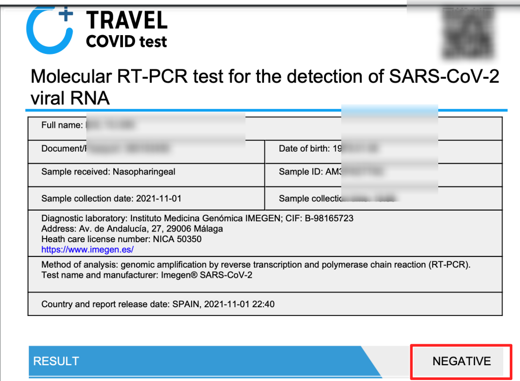 西班牙回程台灣PCR測試｜馬拉加機場回程PCR檢測與報告