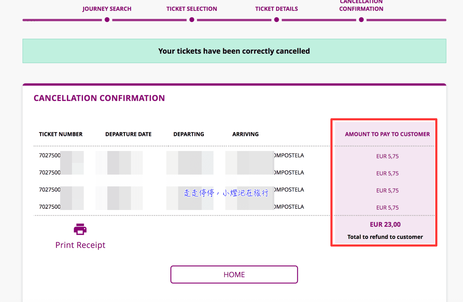 西班牙火車票退票｜網站操作步驟（僅信用卡付費可於網站退票）