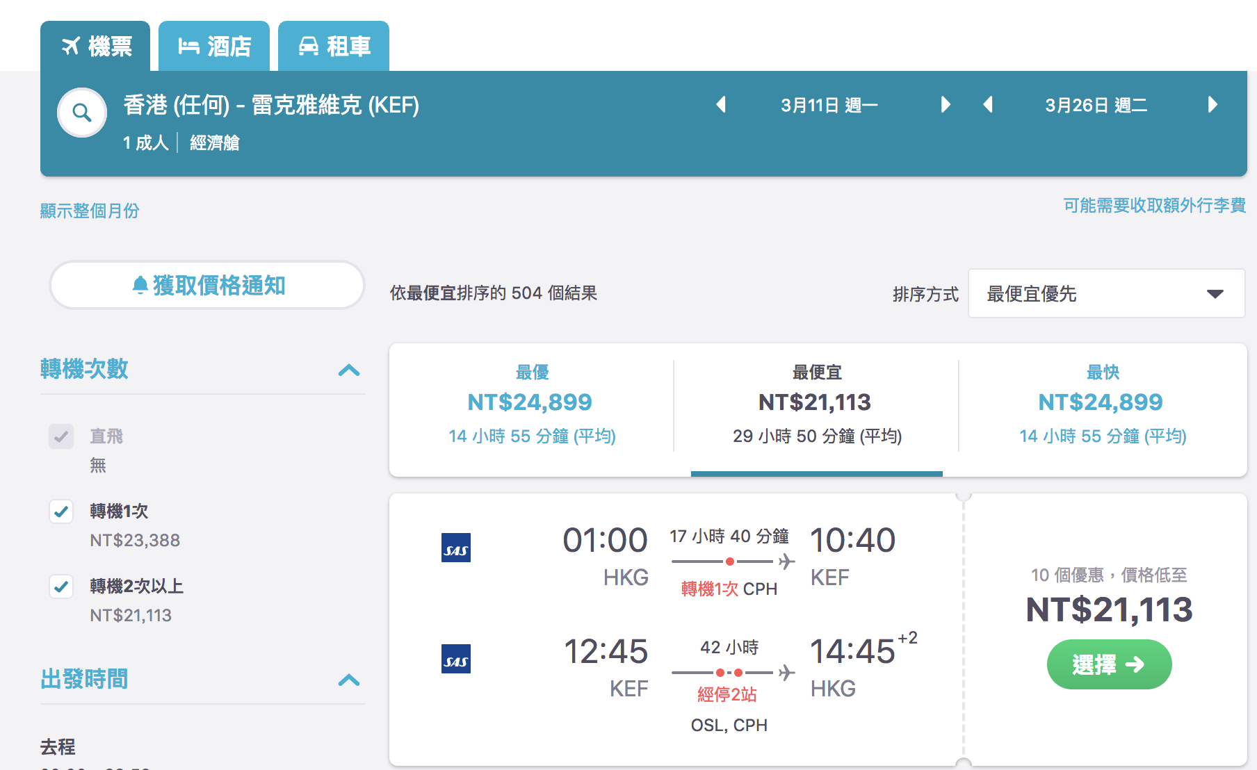 什麼時候要買外站出發機票？什麼時候買台灣出發機票？(查價：107.11.4)