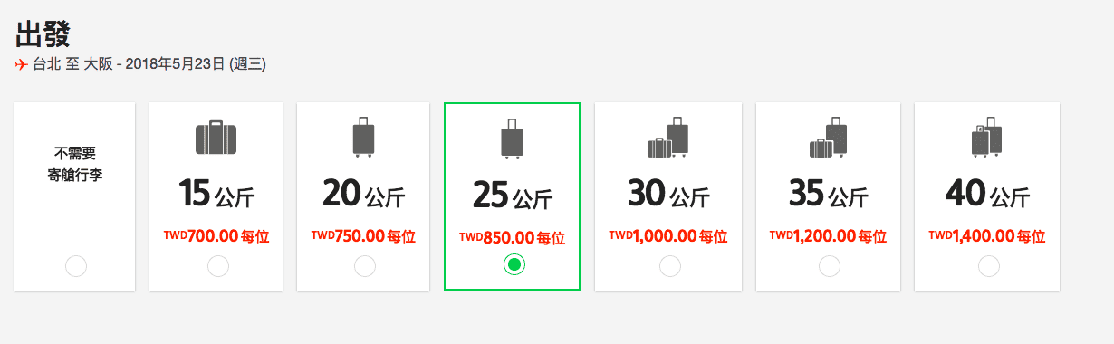 捷星週末特價，4K不到，2018/05去大阪，非常多的捷星優惠，現在還有票喔！（查票日期：106.10.28）