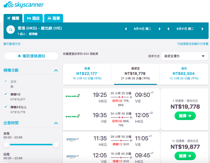 2018歐洲便宜票價｜香港外站出發13K起，全年查價～給你從3月到10月當月最便宜票價標示～（查票時間：106.12.6)